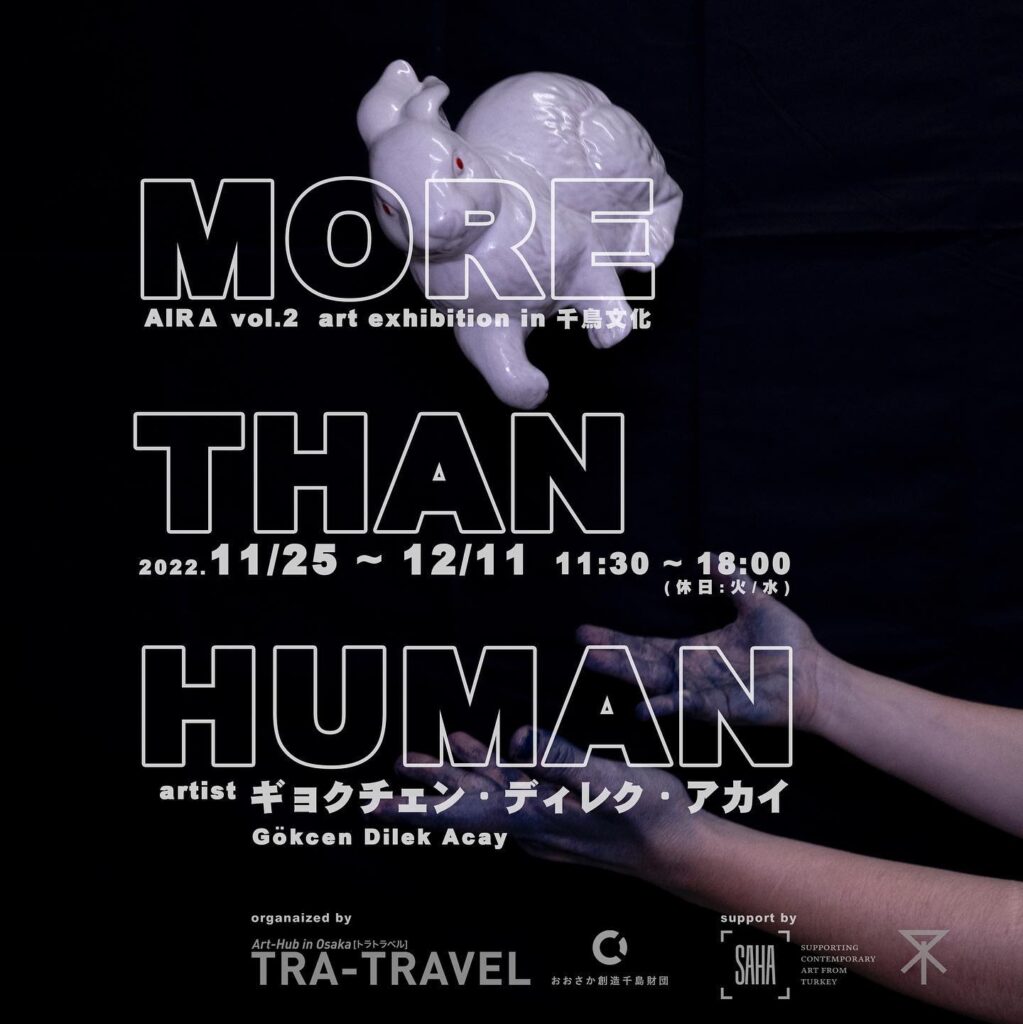 トルコ人アーティスト、ギョクチェン・ディレク・アカイの大阪滞在制作の成果発表展「More Than Human」、千鳥文化にて。TRA-TRAVELが主催。