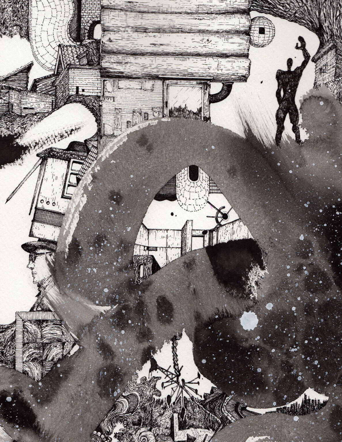 建築家・光嶋裕介のドローイング展、Nii Fine Artsにて10月10日から開催。『悪のコルビュジエ』出版を記念して、原画や新作のドローイングなどを展示。