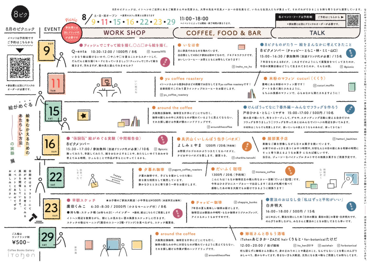 iTohenにさまざまな企画を持ち寄るイベント「8月のピクニック」が、8月9日より開催。「絵がめぐる ー 絵をむかえるためのあたらしい方法 〜 の実験」展や、フード、ワークショップ、トークなど。