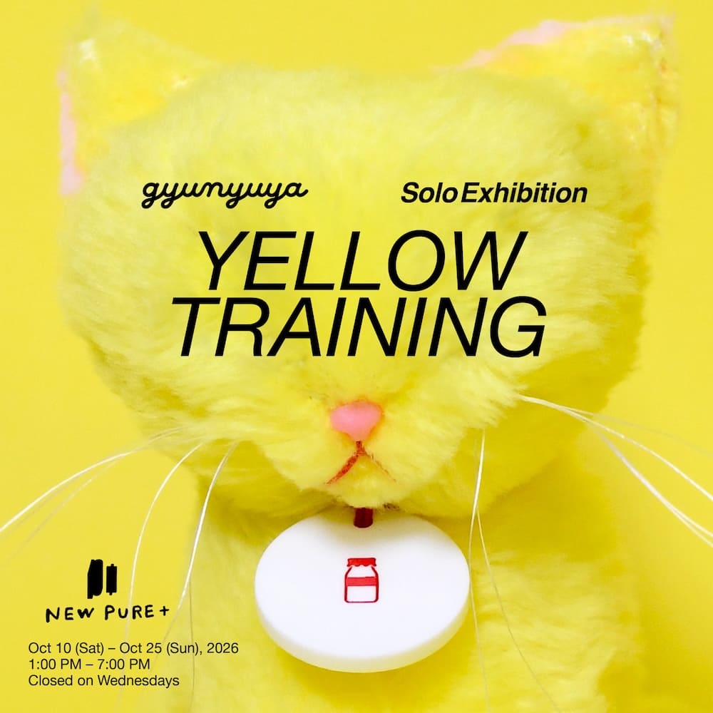 ネコをモチーフにぬいぐるみや雑貨を制作する作家・gyunyuyaの個展「YELLOW TRAINING」、NEW PURE＋にて10月10日より開催。